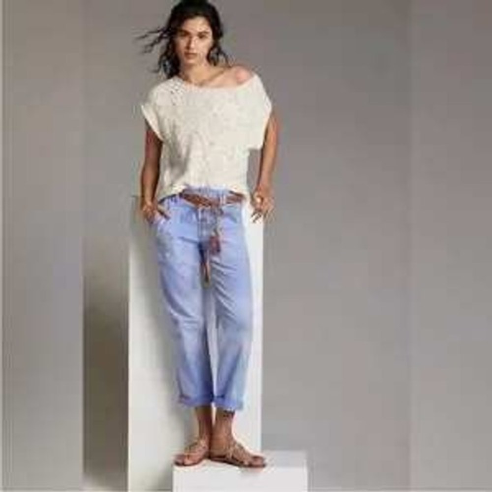 Anthropology x Pilcro‎ The Wanderer Light Blue Chambray Pants Size 31 Relaxed - Picture 2 of 16